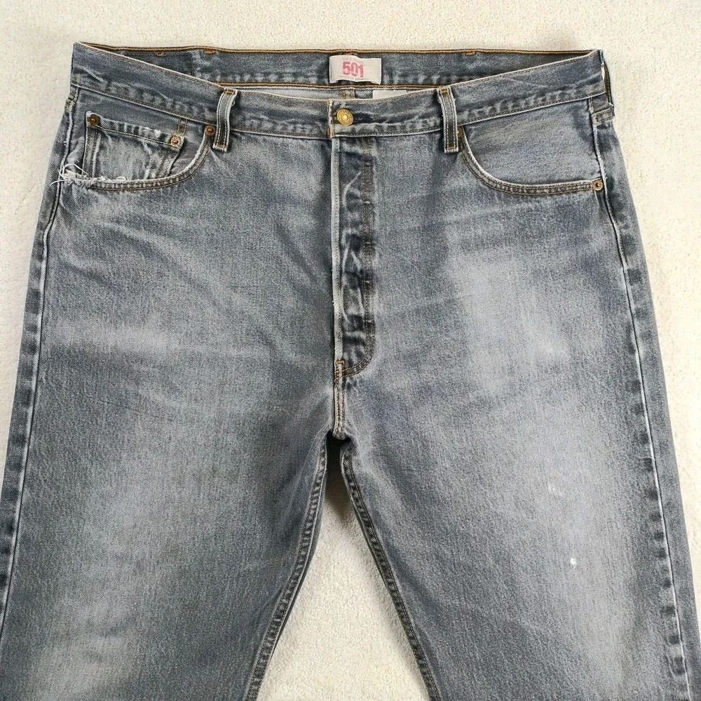 VTG Levi's 501 Jeans Men's 39x30 Black Button Fly Faded Distressed Grunge 90's